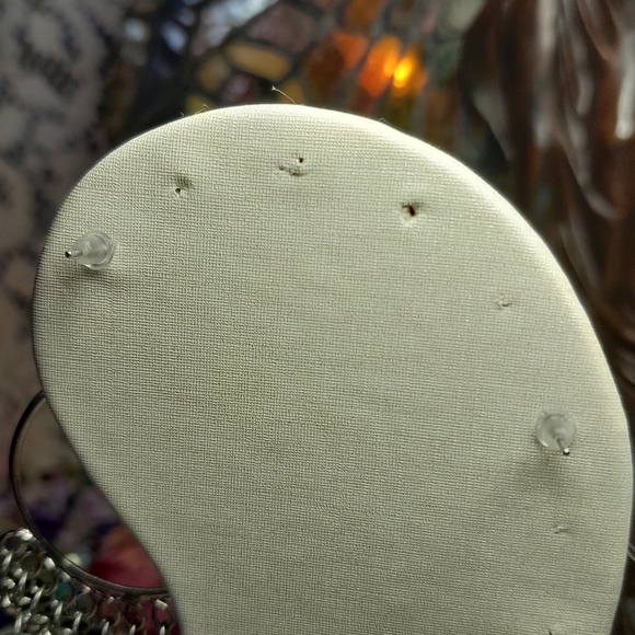 Y2K Sparkly Green Sequin & Amber Rhinestone Dangly Earrings - Picture 7 of 9